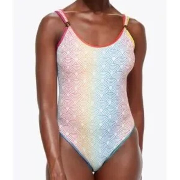 Kurt Geiger SouthBank Scoop Neck High Leg One Piece Swimsuit L NWT - Picture 1 of 10